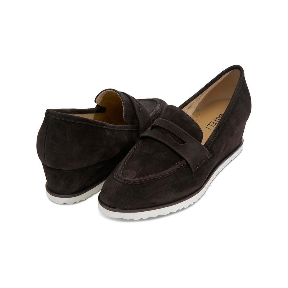 Vaneli Dark Brown Suede Wedge Sneakers